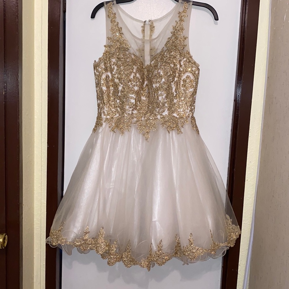 Lenovia white and gold dress